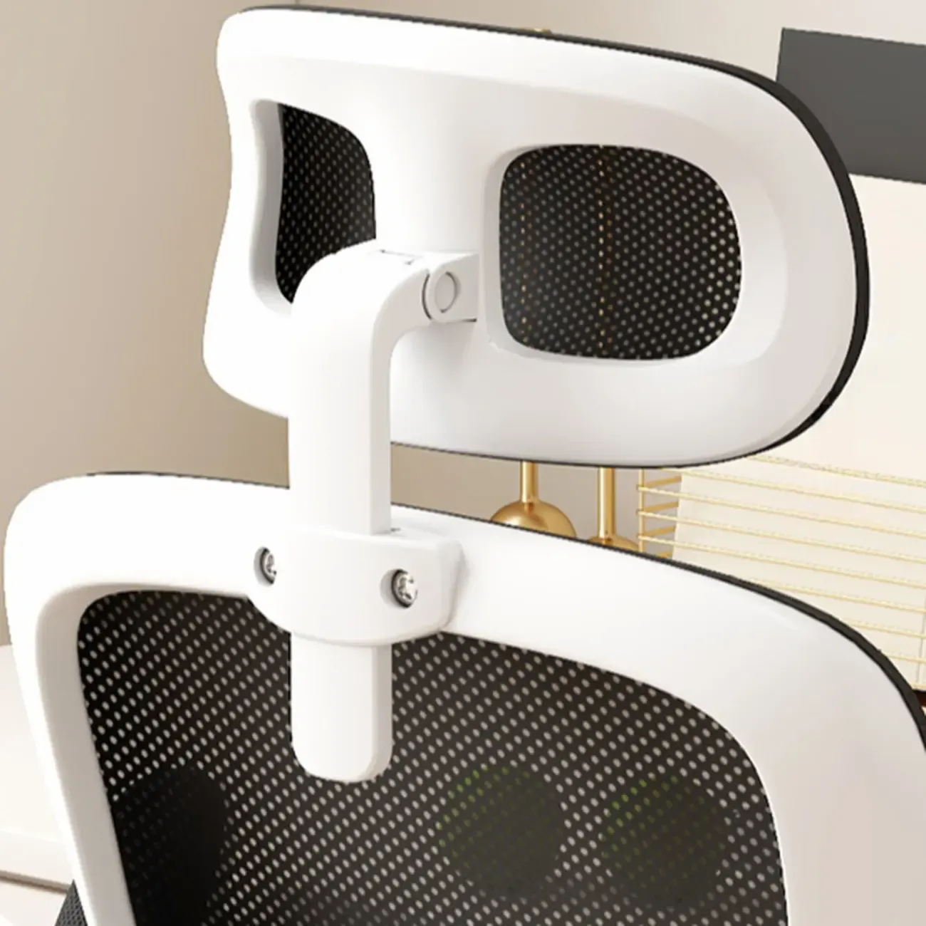 Ergonomic Black White Mesh Adjustable Office Chair Image - 8