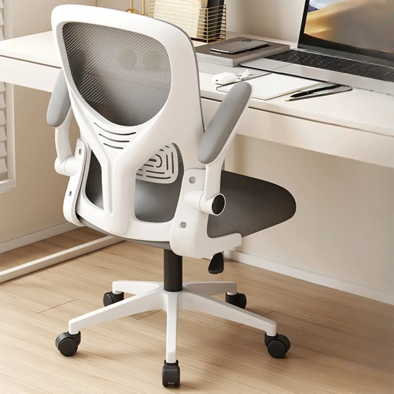 Ergonomic Black White Mesh Adjustable Office Chair Image - 9
