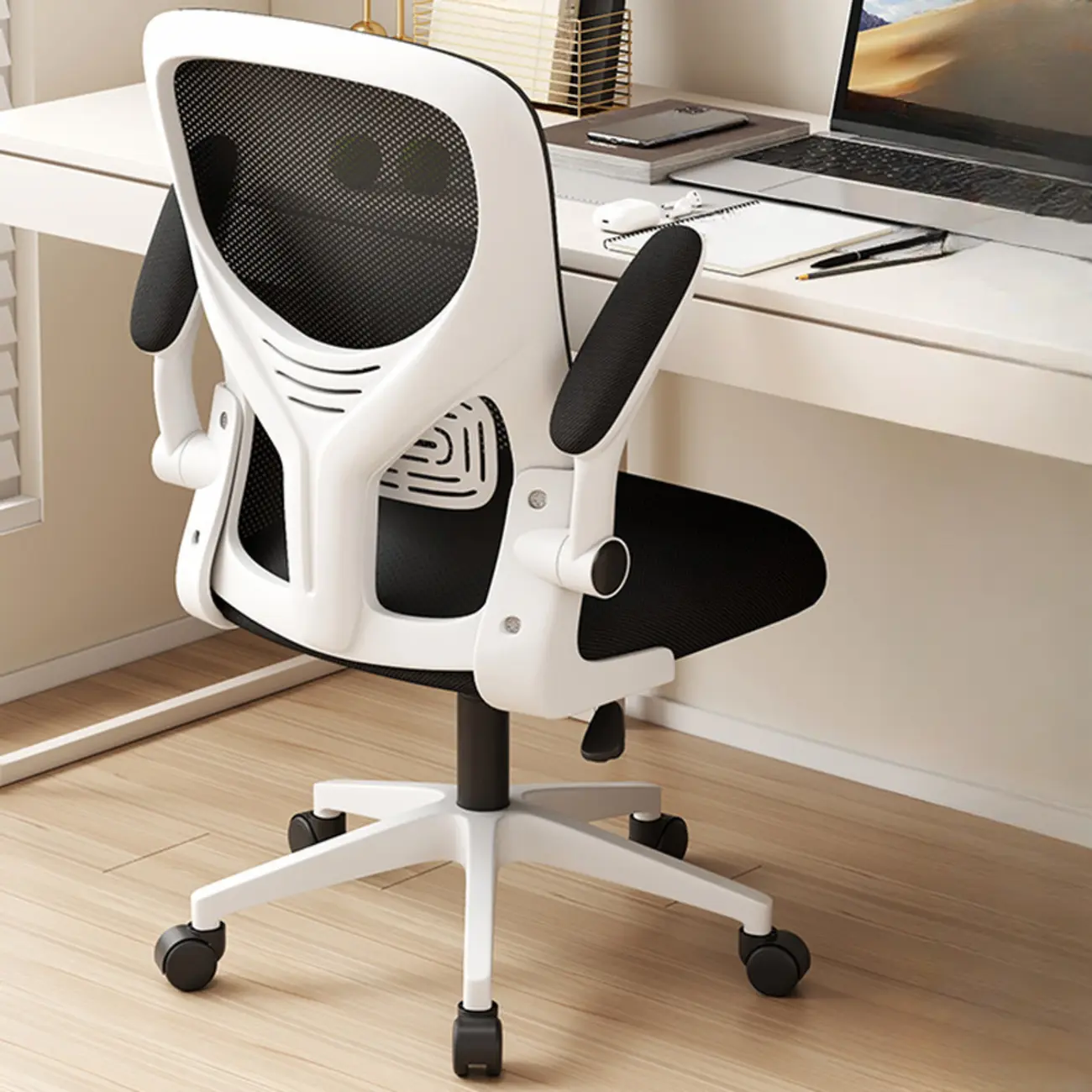 Ergonomic Black White Mesh Adjustable Office Chair Image - 10 | homeyfad