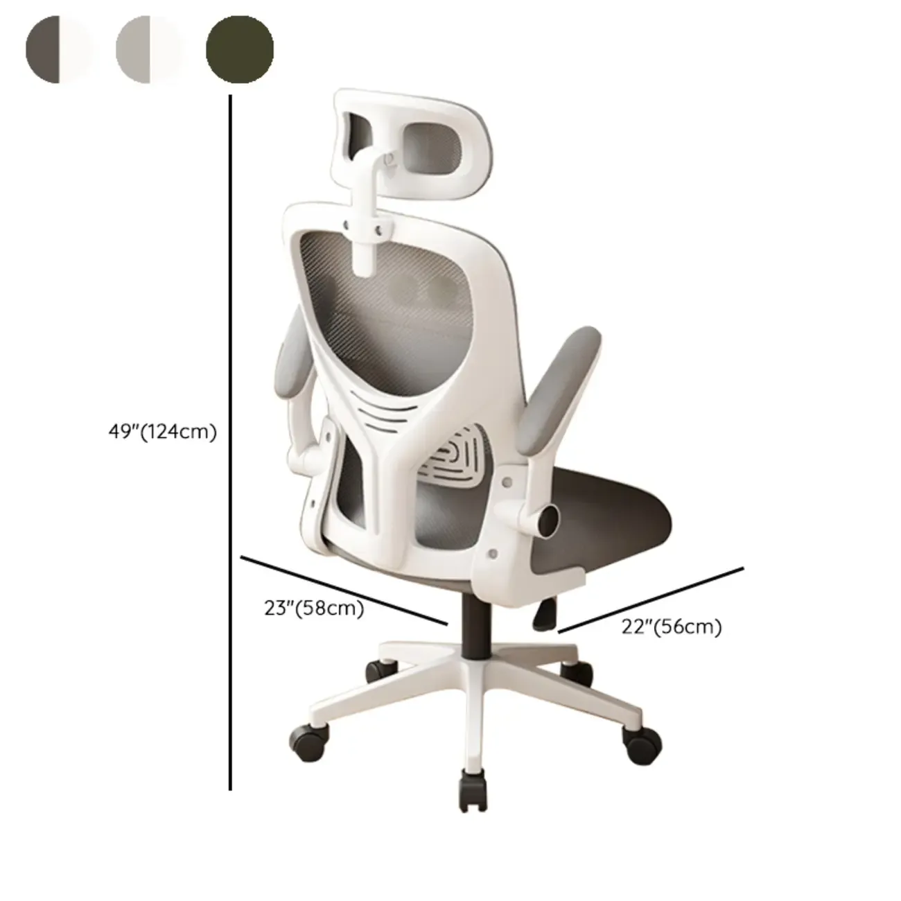 Ergonomic Black White Mesh Adjustable Office Chair Image - 17