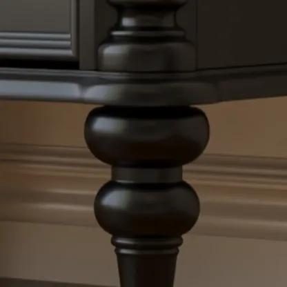 Traditional Black Wood 2 Tiers Drawer Nightstand Image - 6