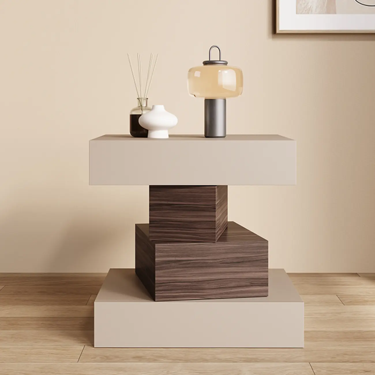 Narrow 4 Drawers Leather Top Walnut Nightstand Image - 1 | homeyfad
