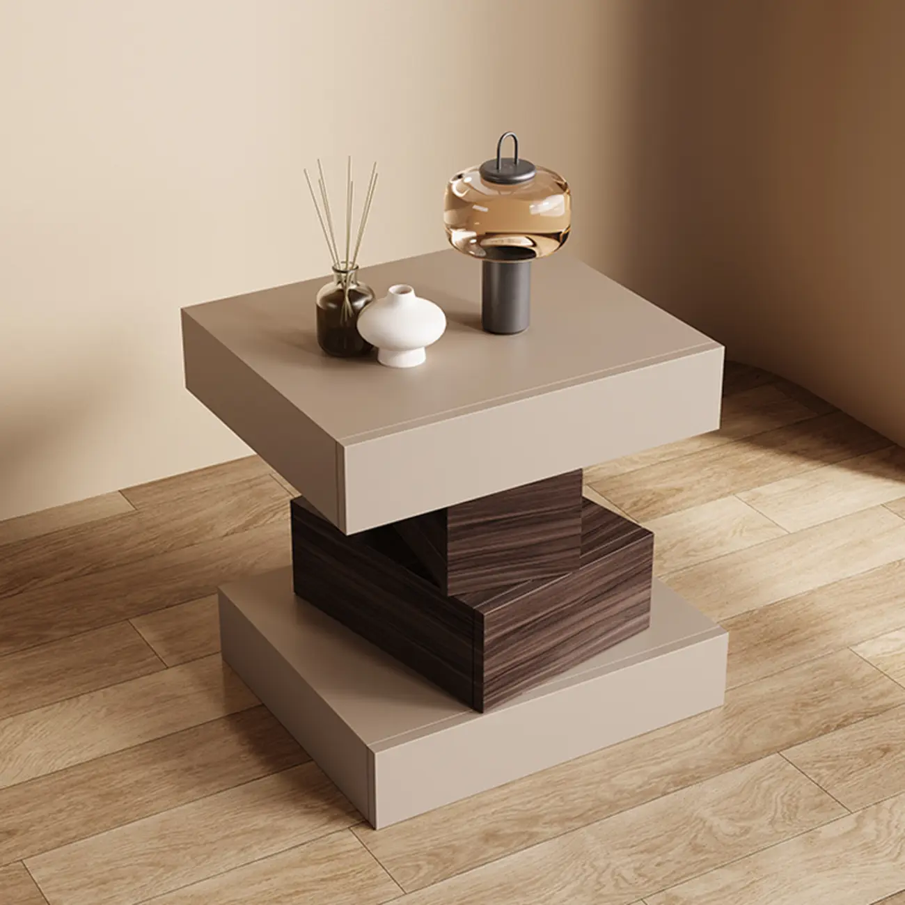 Narrow 4 Drawers Leather Top Walnut Nightstand Image - 6 | homeyfad