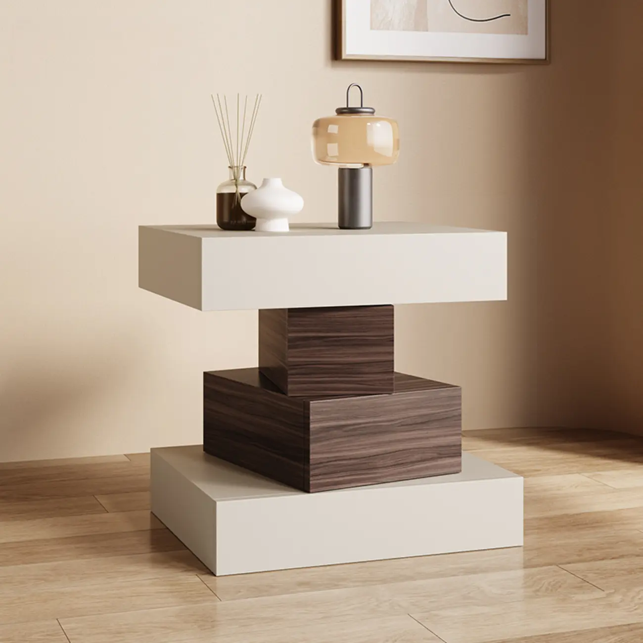 Narrow 4 Drawers Leather Top Walnut Nightstand Image - 15 | homeyfad