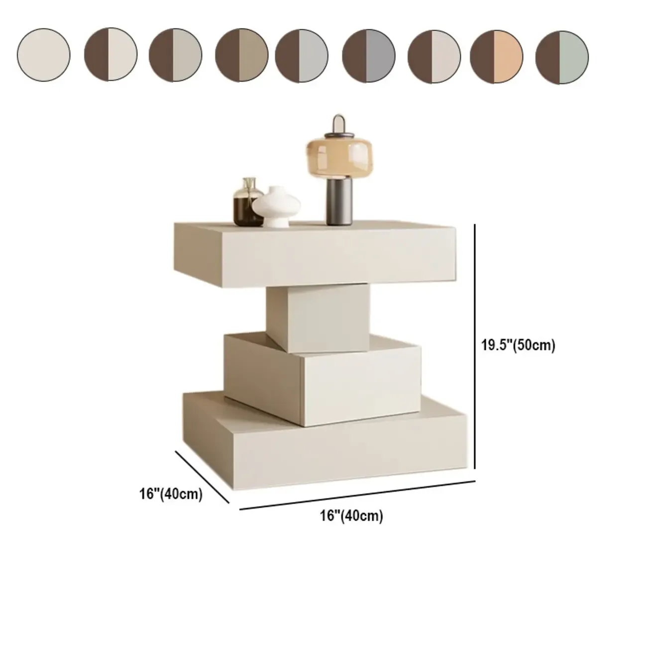 Narrow 4 Drawers Leather Top Walnut Nightstand #size