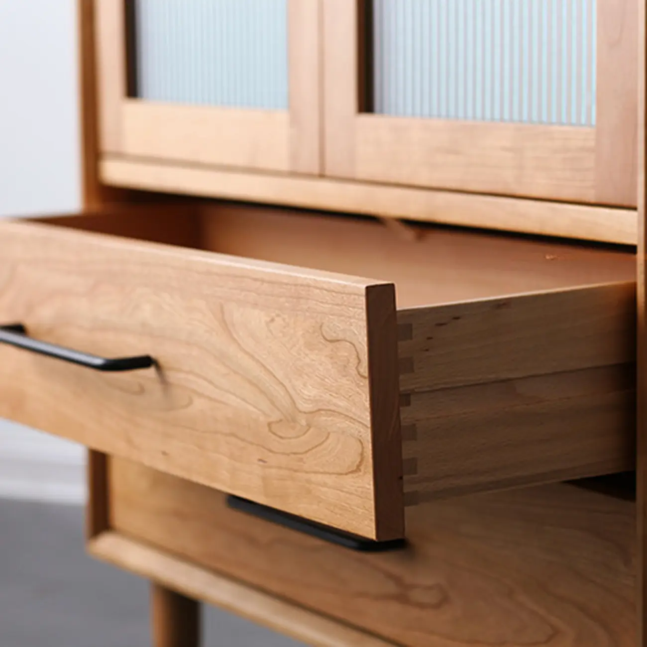 Narrow Modern Natural Wood 2-Drawer Bookcase Image - 7 | homeyfad