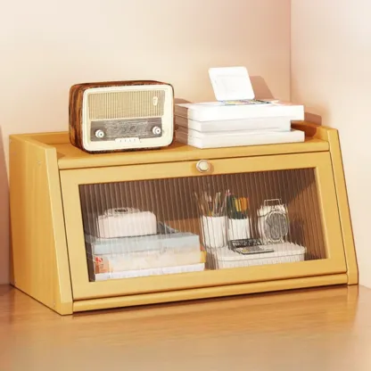 Compact Wood Step Bookcase with Glass Doors Image - 4