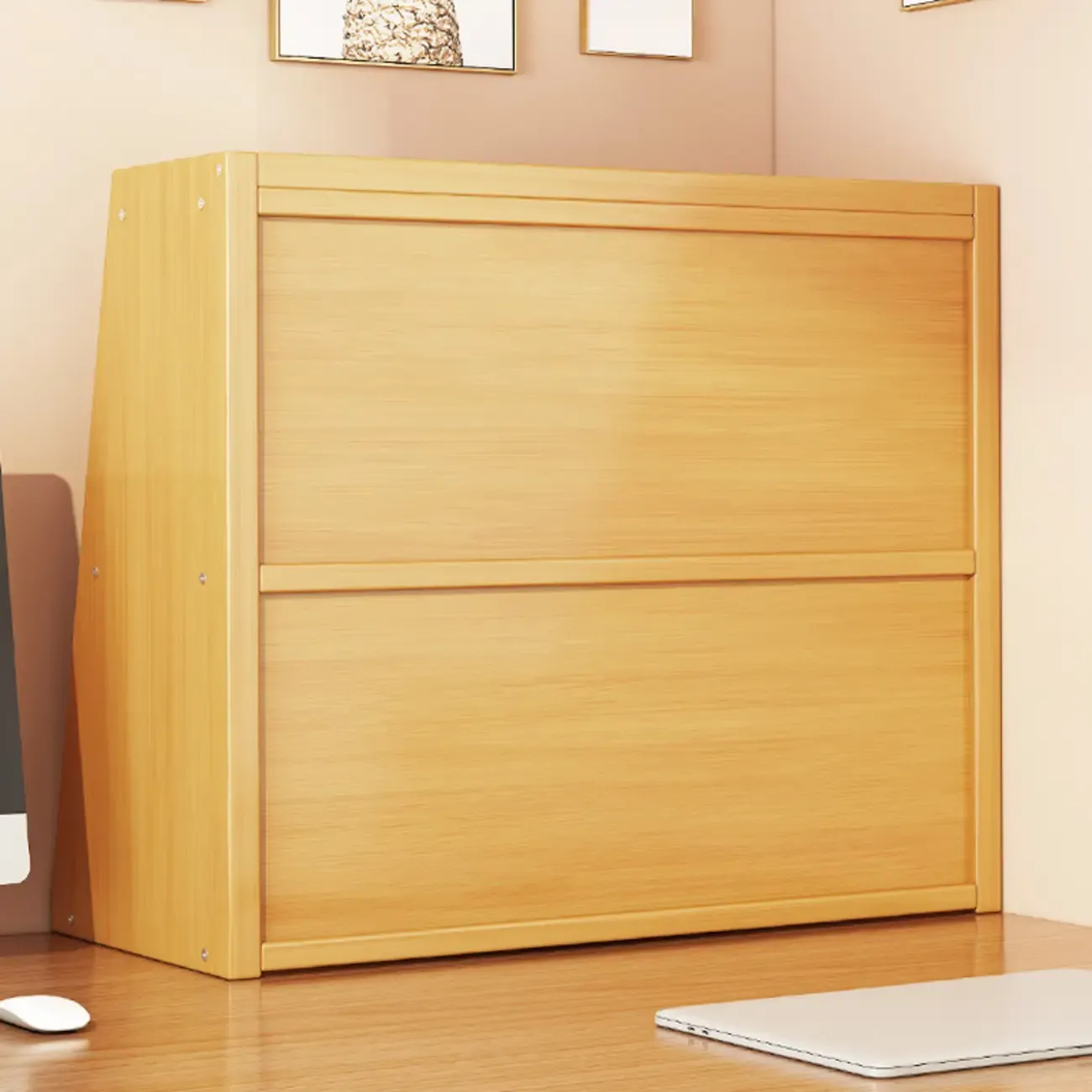 Compact Wood Step Bookcase with Glass Doors Image - 7