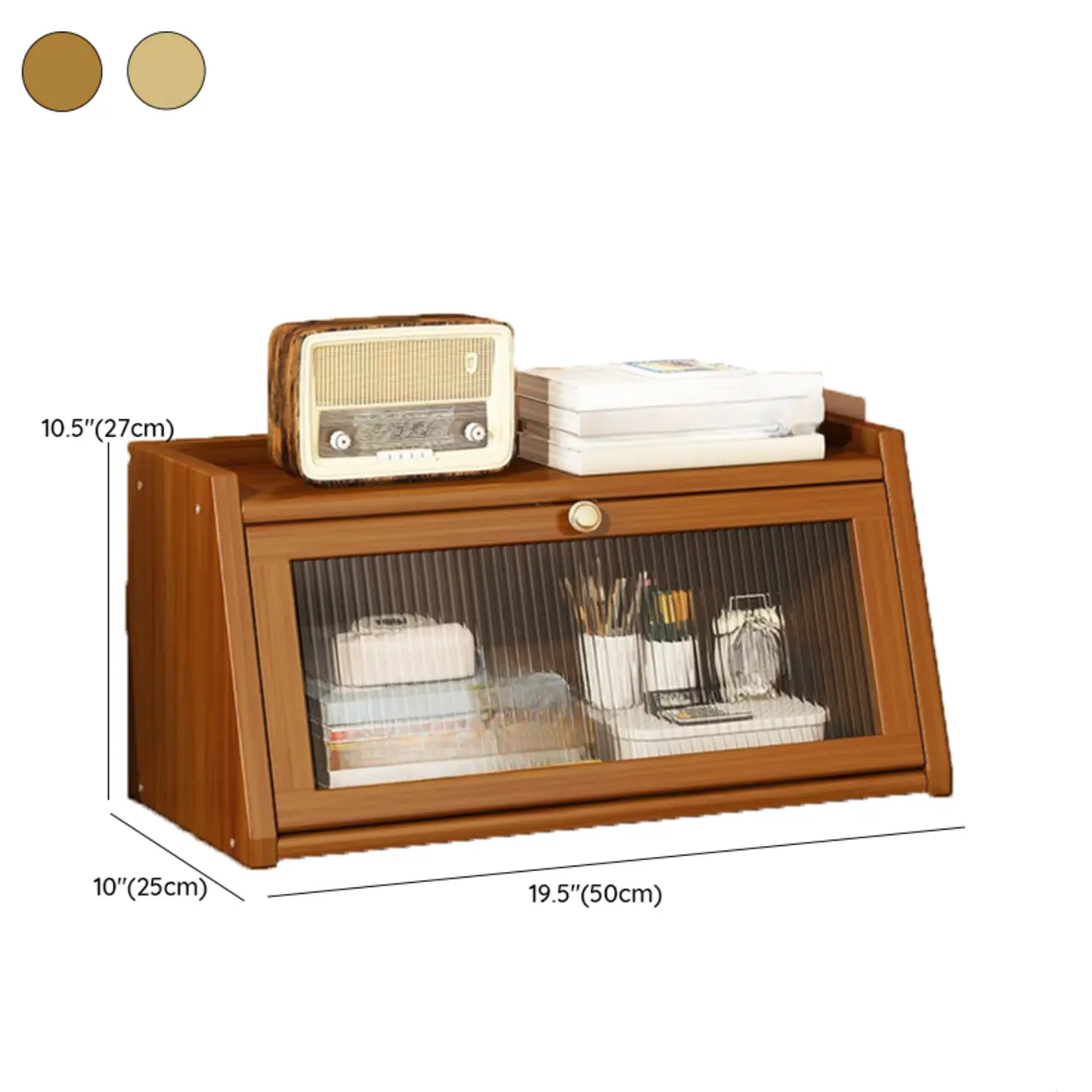 Compact Wood Step Bookcase with Glass Doors Image - 16 | homeyfad