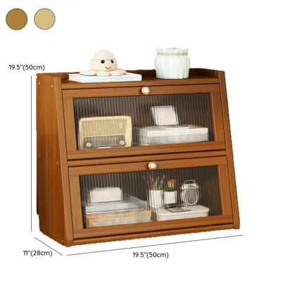 Compact Wood Step Bookcase with Glass Doors Image - 18