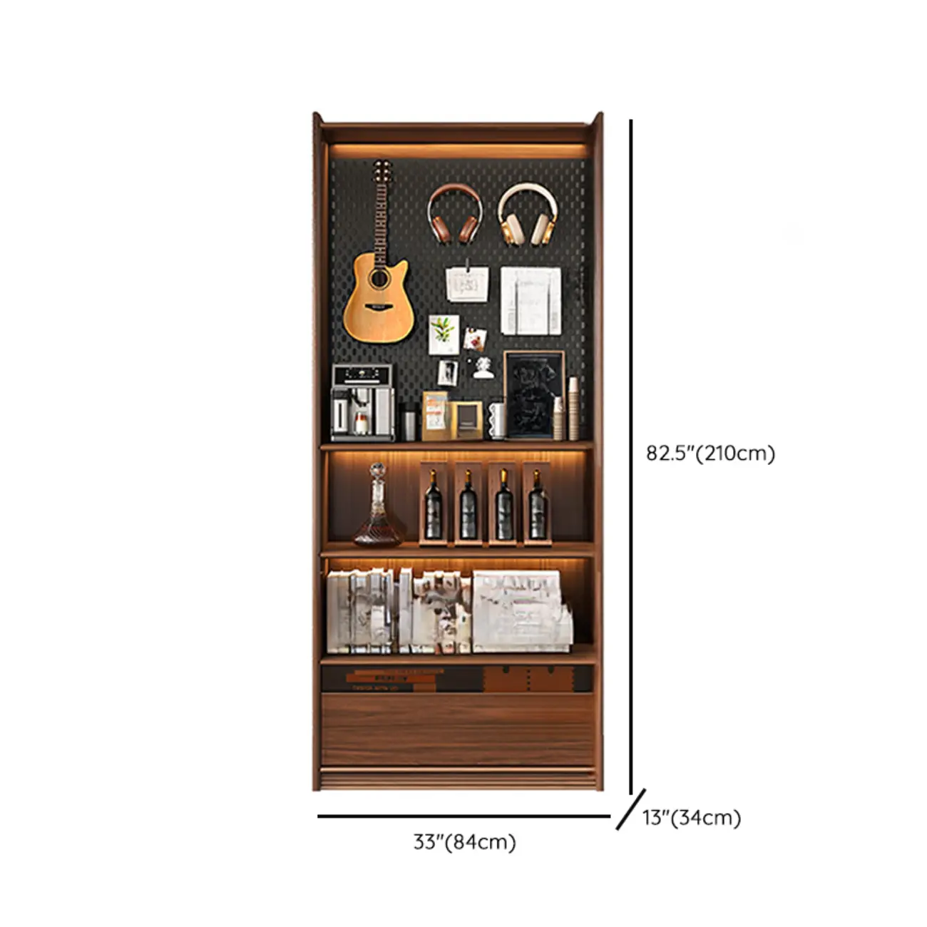 Brown 5-Shelf Wooden Glass Door Bookcase Image - 15 | homeyfad