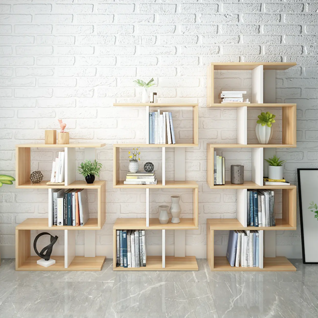 Art Deco Wooden S-Shaped Display Ladder Bookcase Image - 1 | homeyfad