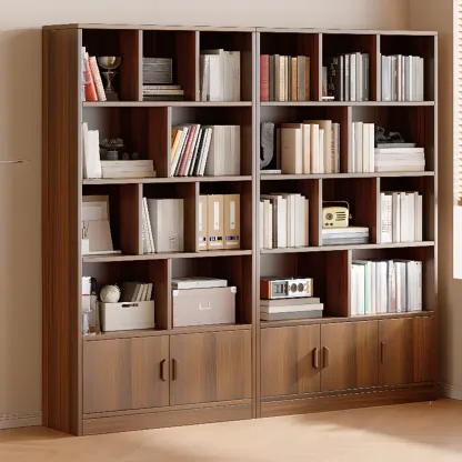 Antique Walnut Reclaimed Wood Doors Vertical Bookcase Image - 1