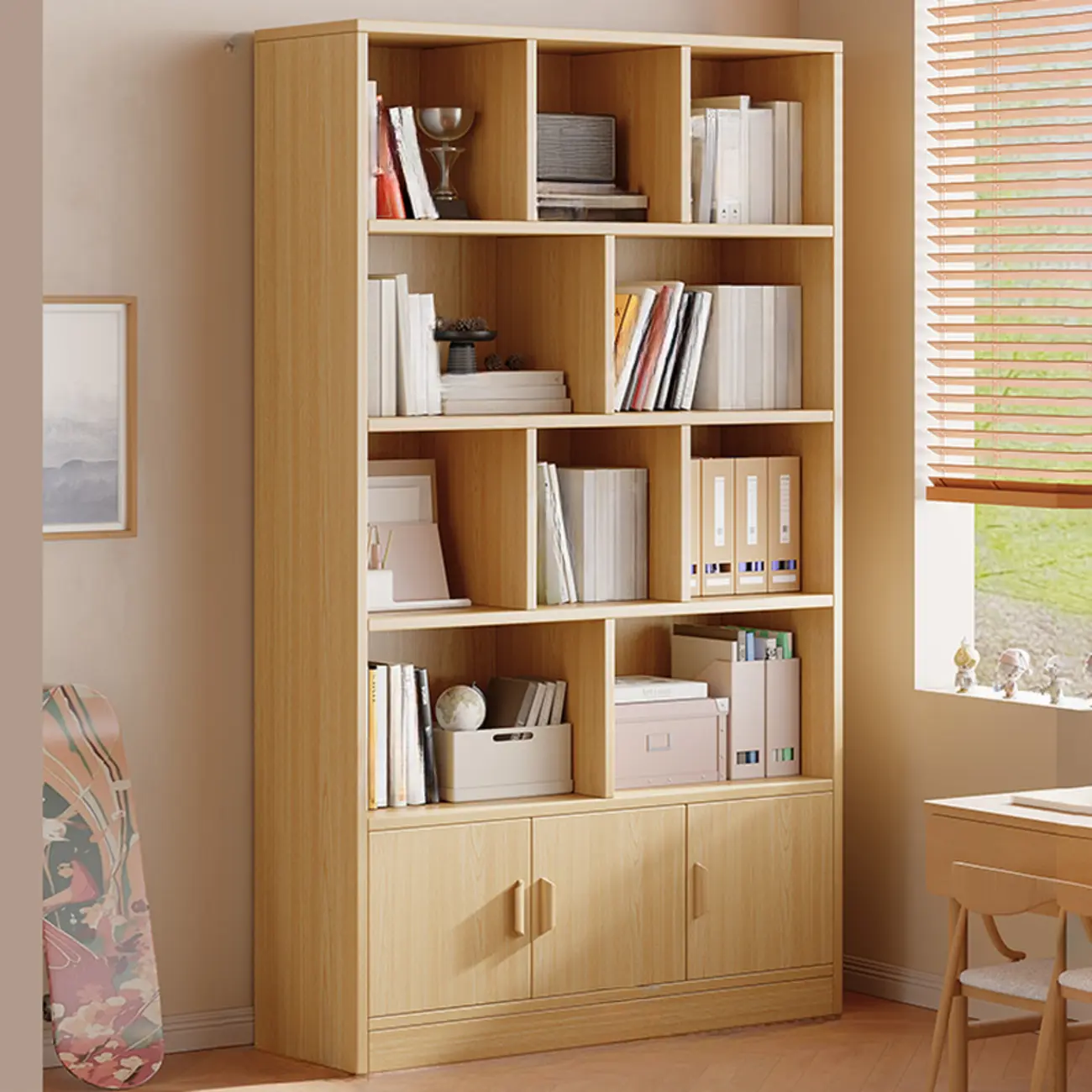 Antique Walnut Reclaimed Wood Doors Vertical Bookcase Image - 8 | homeyfad