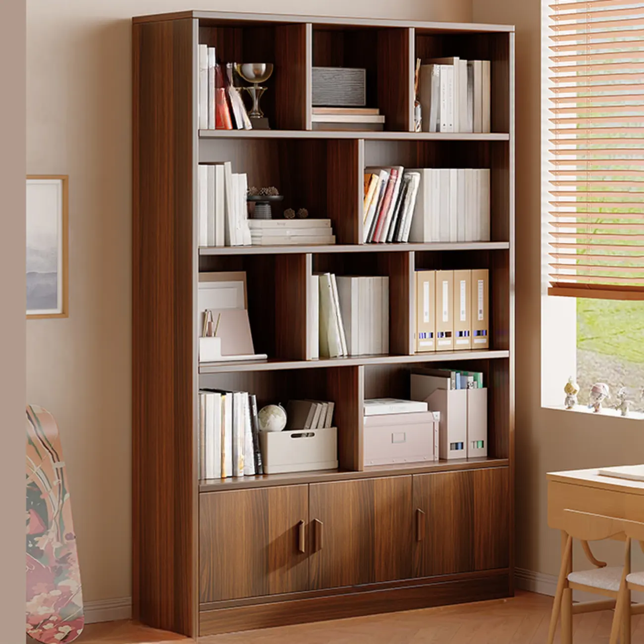 Antique Walnut Reclaimed Wood Doors Vertical Bookcase Image - 11 | homeyfad