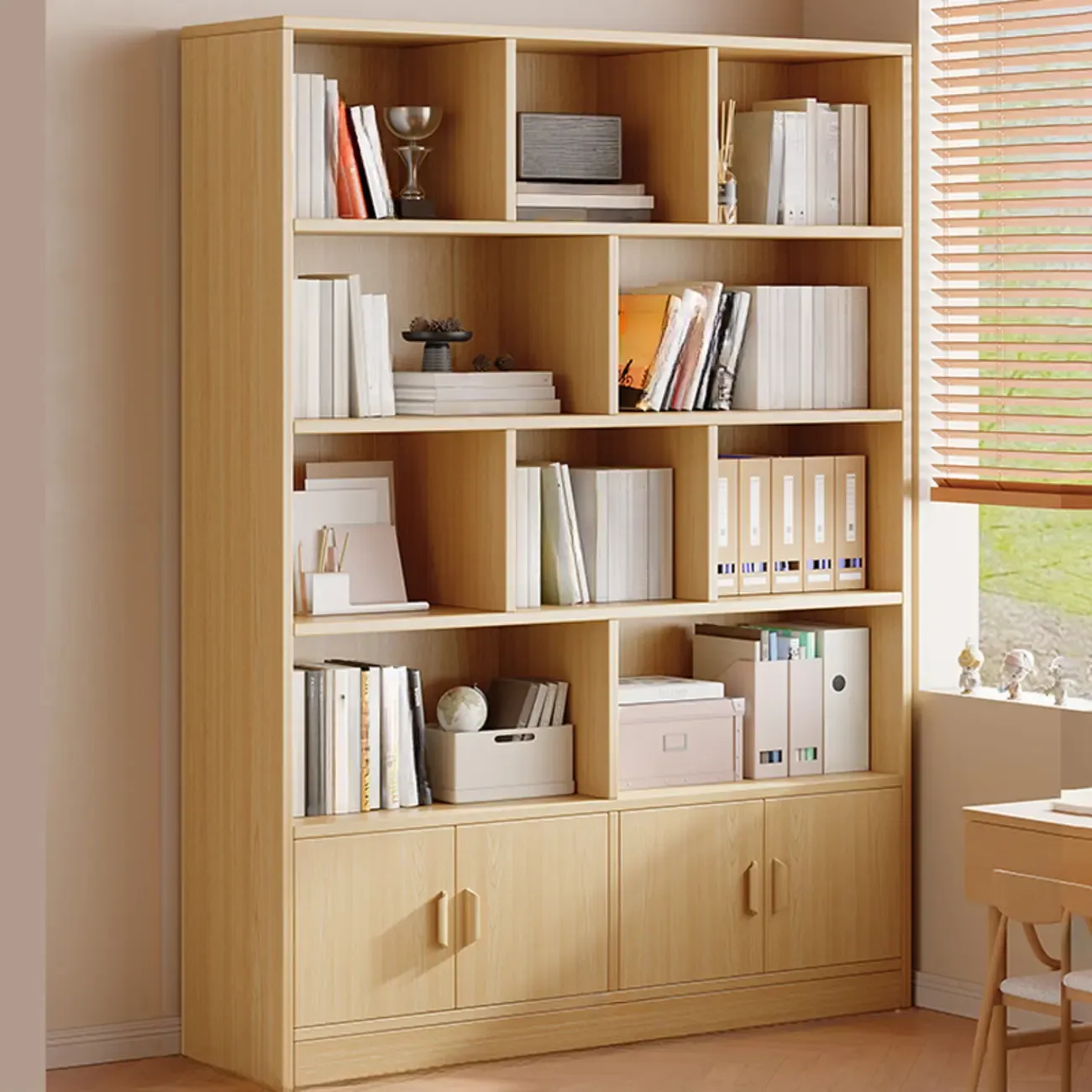 Antique Walnut Reclaimed Wood Doors Vertical Bookcase Image - 12