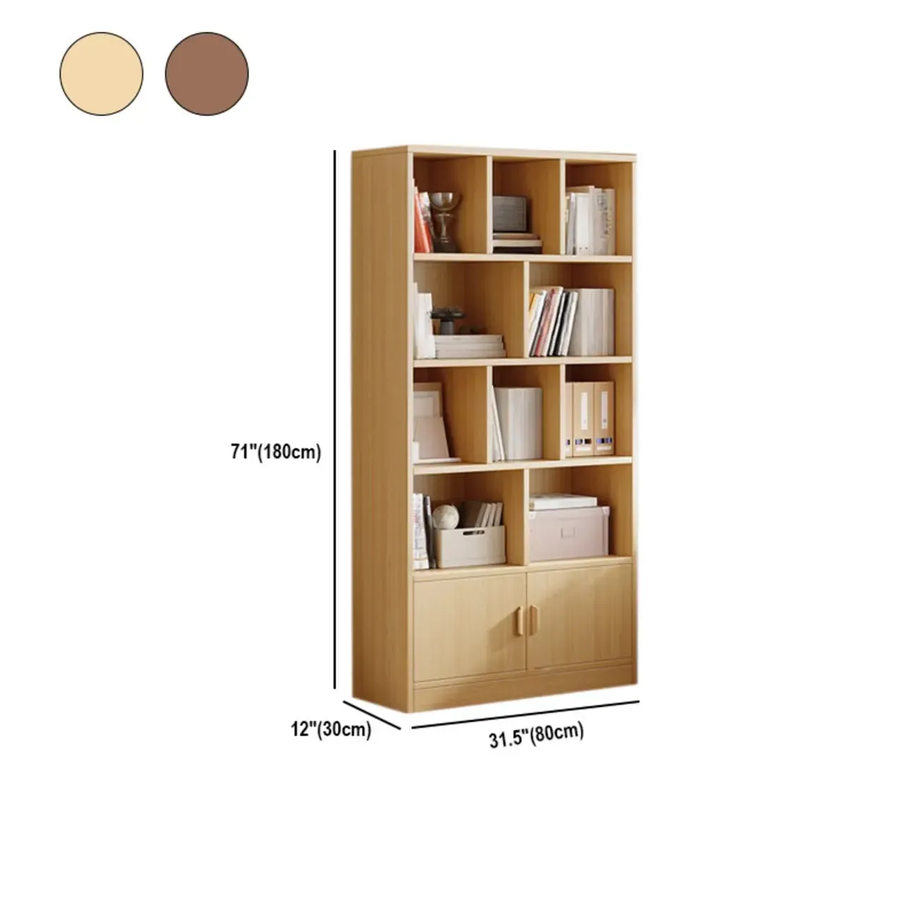 Antique Walnut Reclaimed Wood Doors Vertical Bookcase Image - 15