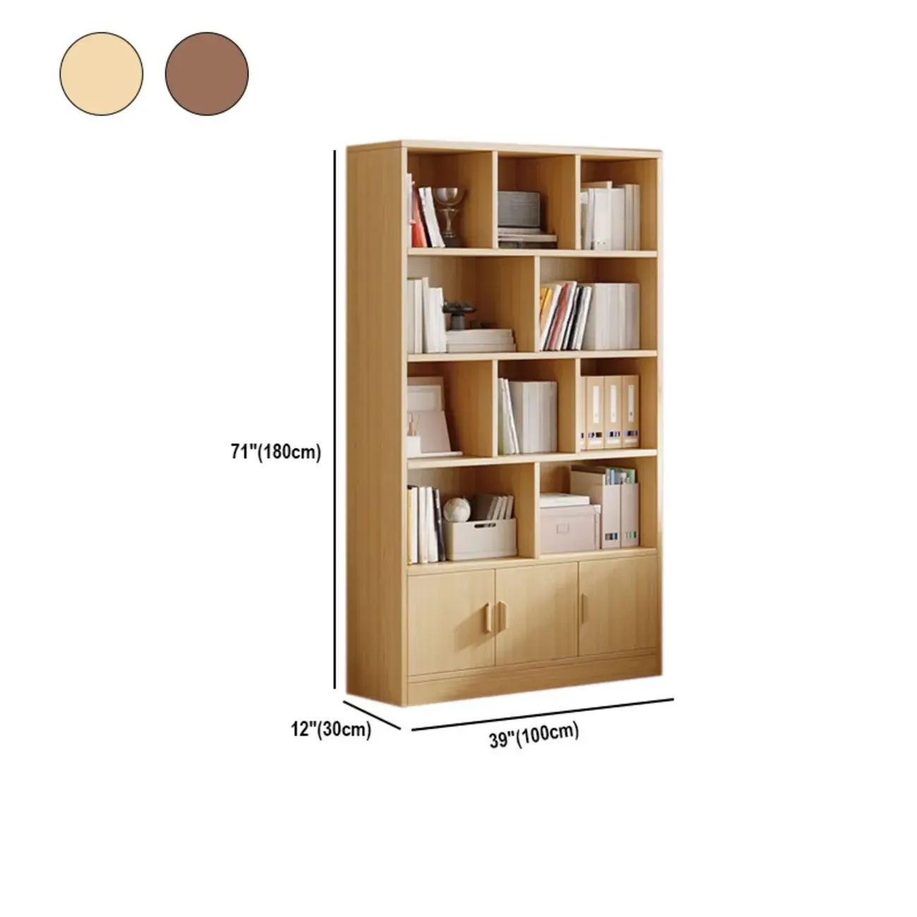 Antique Walnut Reclaimed Wood Doors Vertical Bookcase Image - 16