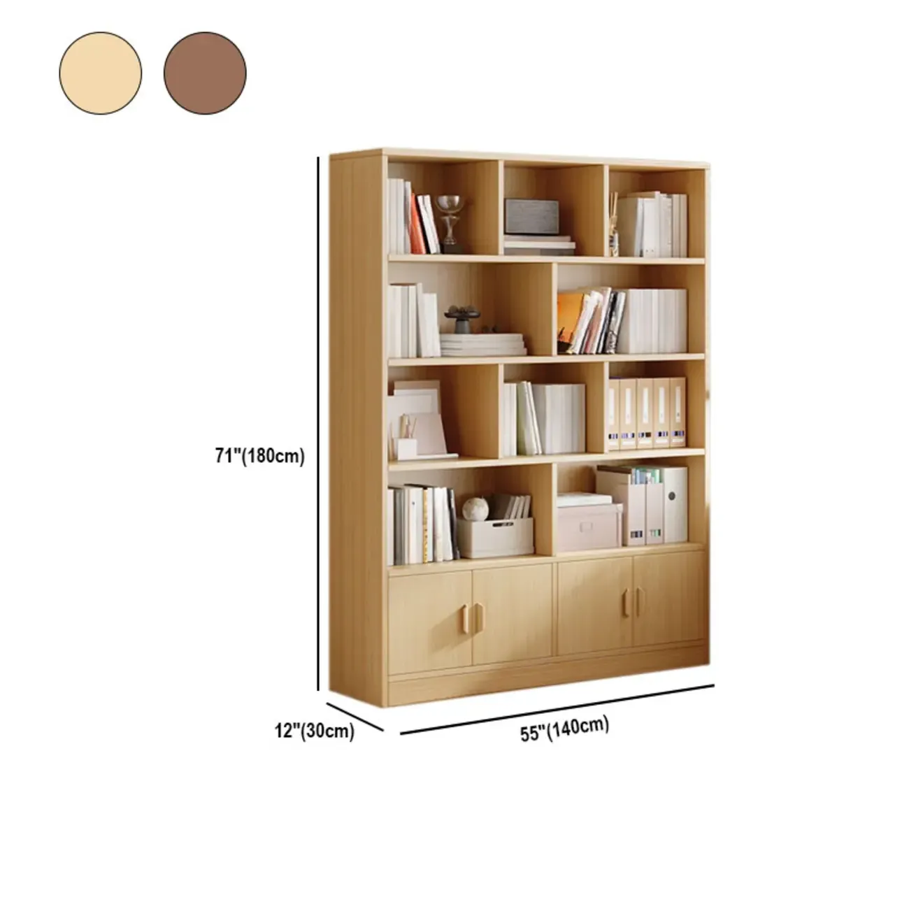 Antique Walnut Reclaimed Wood Doors Vertical Bookcase Image - 18