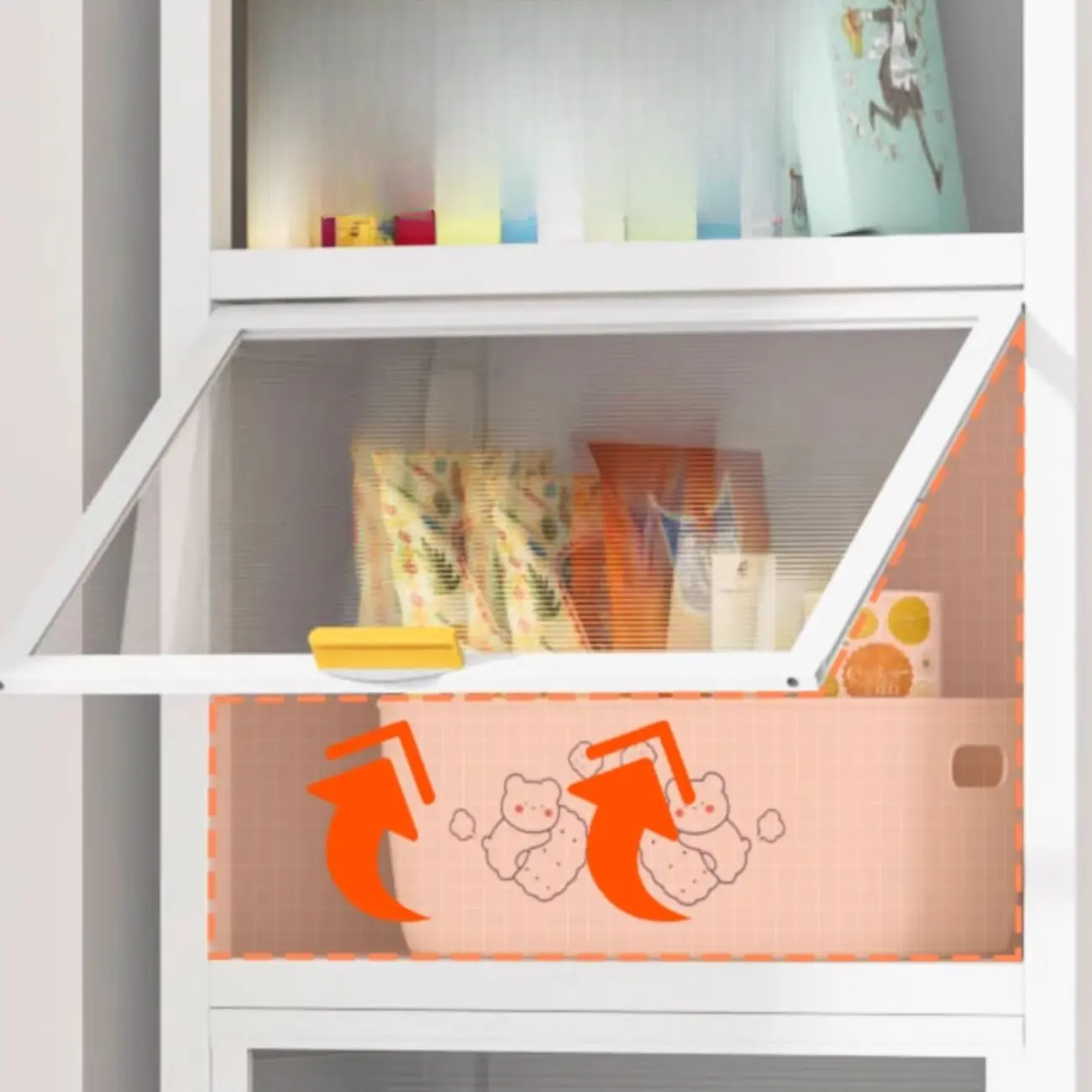 4-Tier Modern White Metal Bookcase with Glass Doors Image - 7 | homeyfad