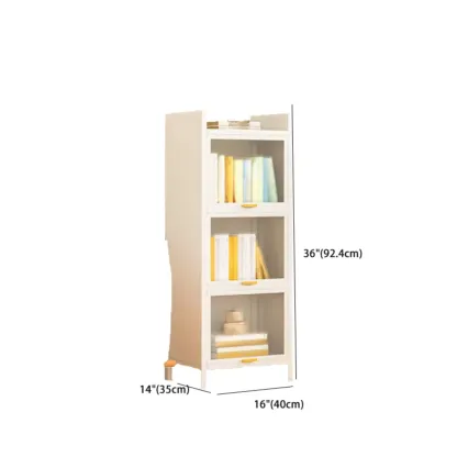 4-Tier Modern White Metal Bookcase with Glass Doors #size