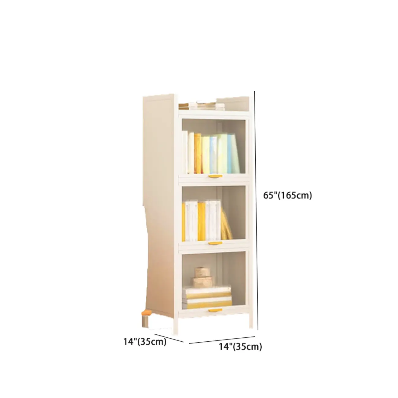4-Tier Modern White Metal Bookcase with Glass Doors Image - 13 | homeyfad