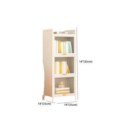 4-Tier Modern White Metal Bookcase with Glass Doors Image - 14