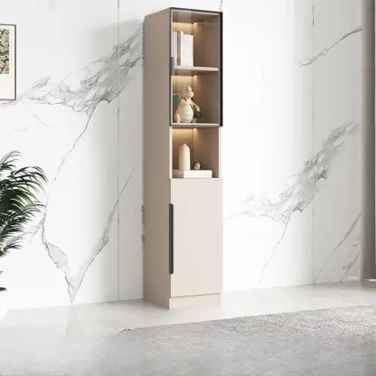 White Wooden Glass Door Display Storage Bookcase Image - 17