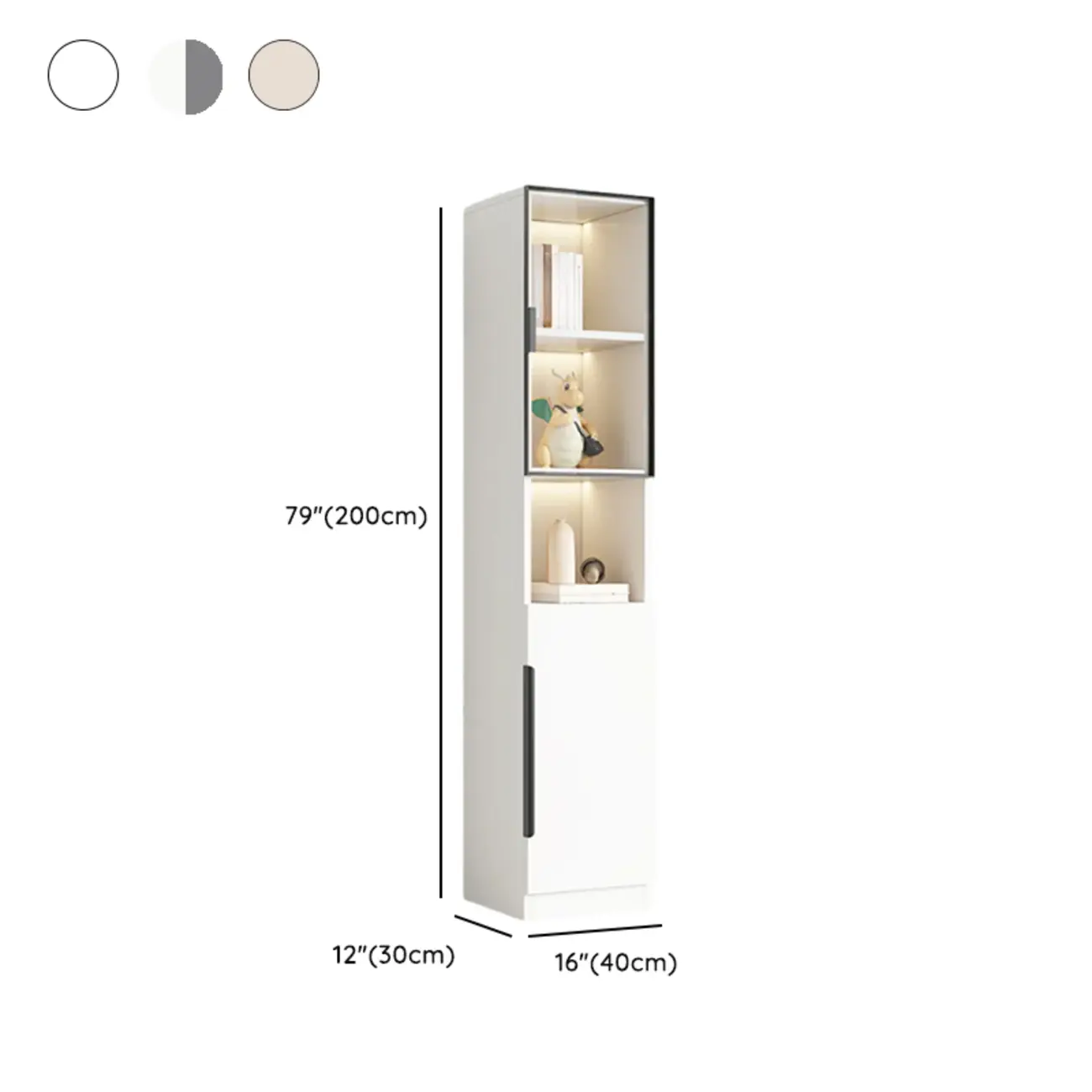 White Wooden Glass Door Display Storage Bookcase #size | homeyfad