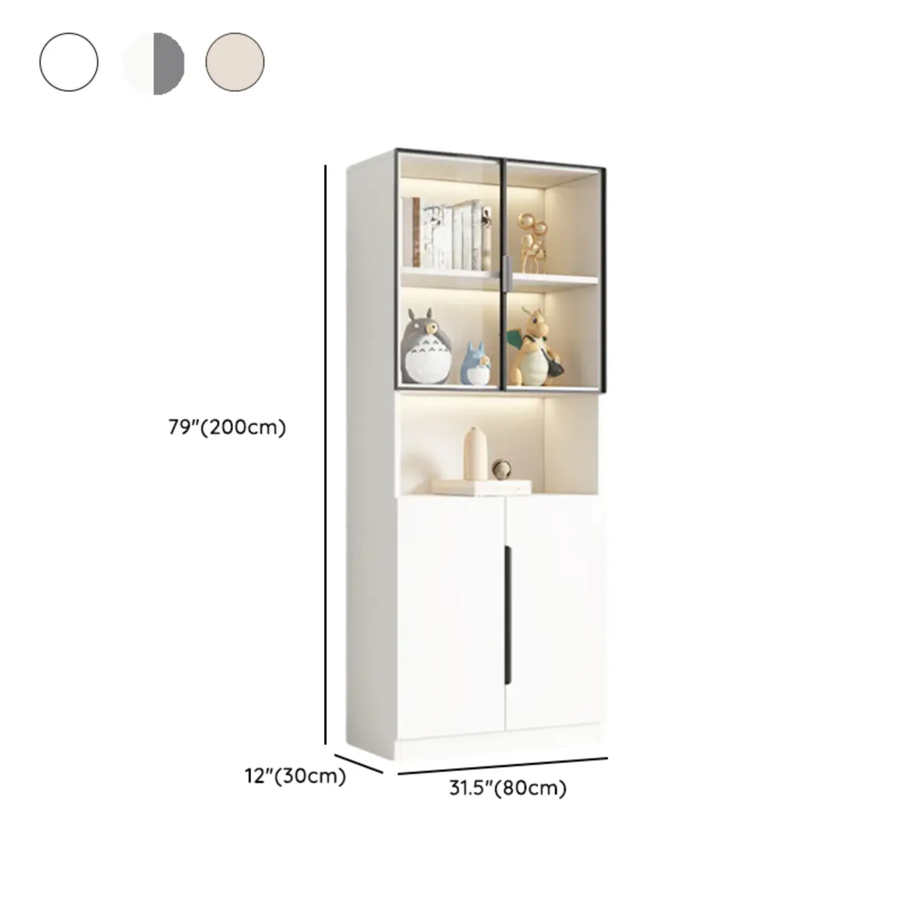 White Wooden Glass Door Display Storage Bookcase Image - 23 | homeyfad
