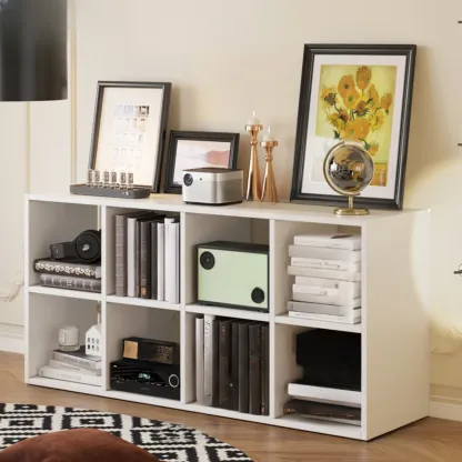 Classic Brown Cherry Wood Open Back Cube Bookcase Image - 3