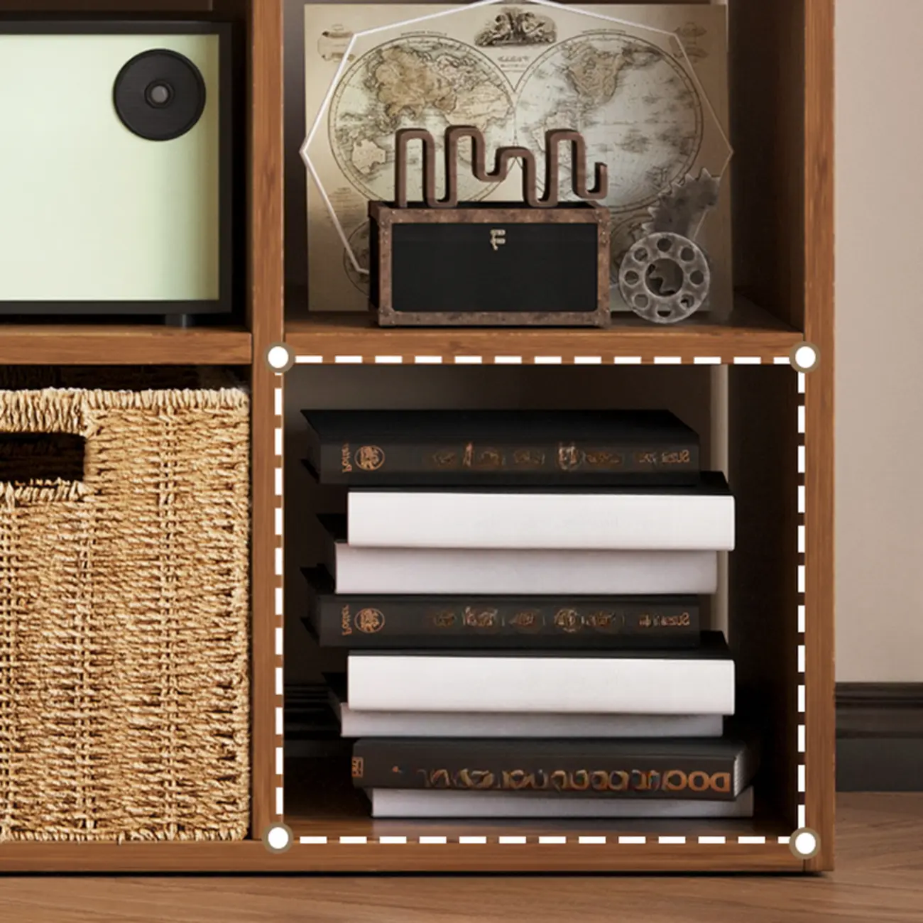 Classic Brown Cherry Wood Open Back Cube Bookcase Image - 6 | homeyfad