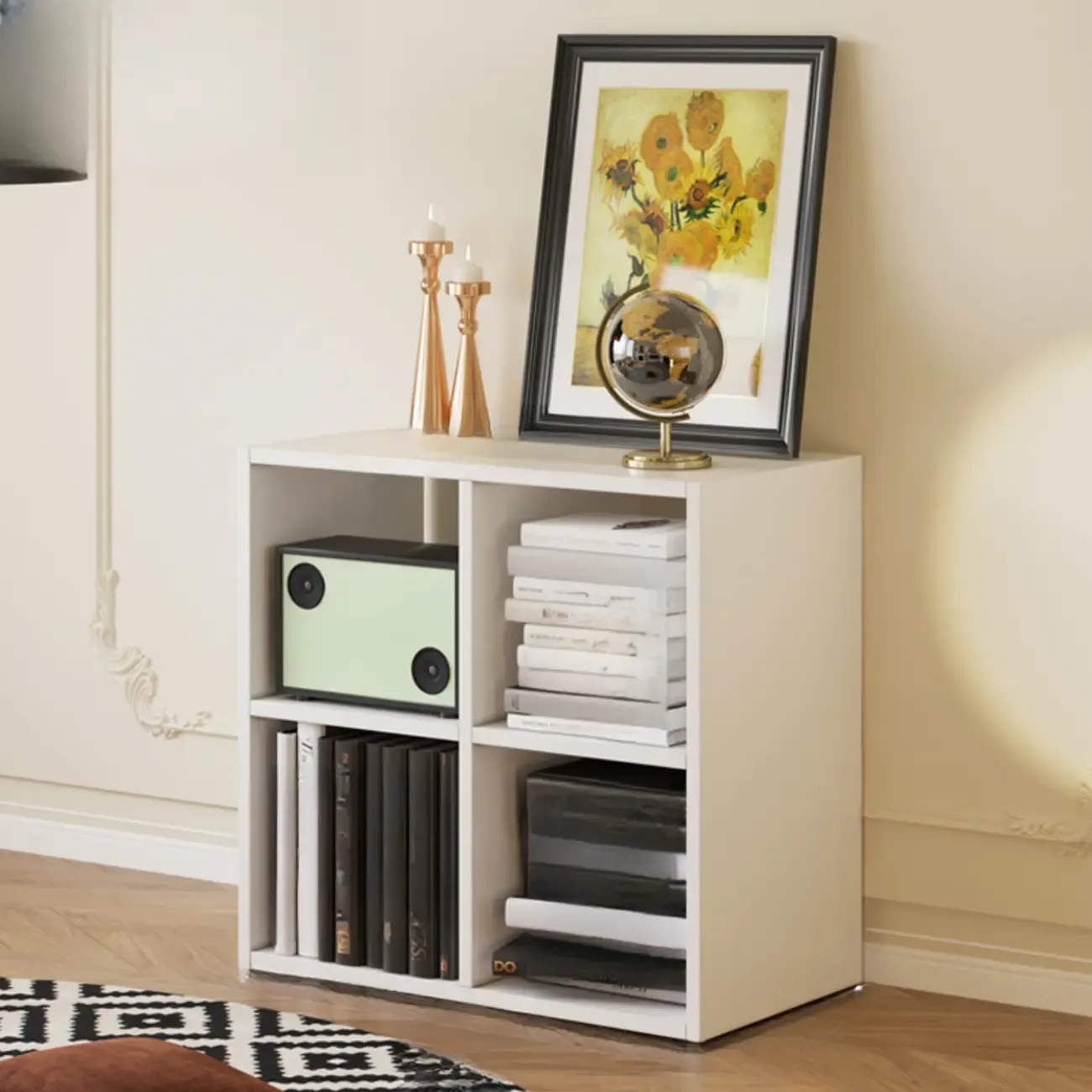 Classic Brown Cherry Wood Open Back Cube Bookcase Image - 7