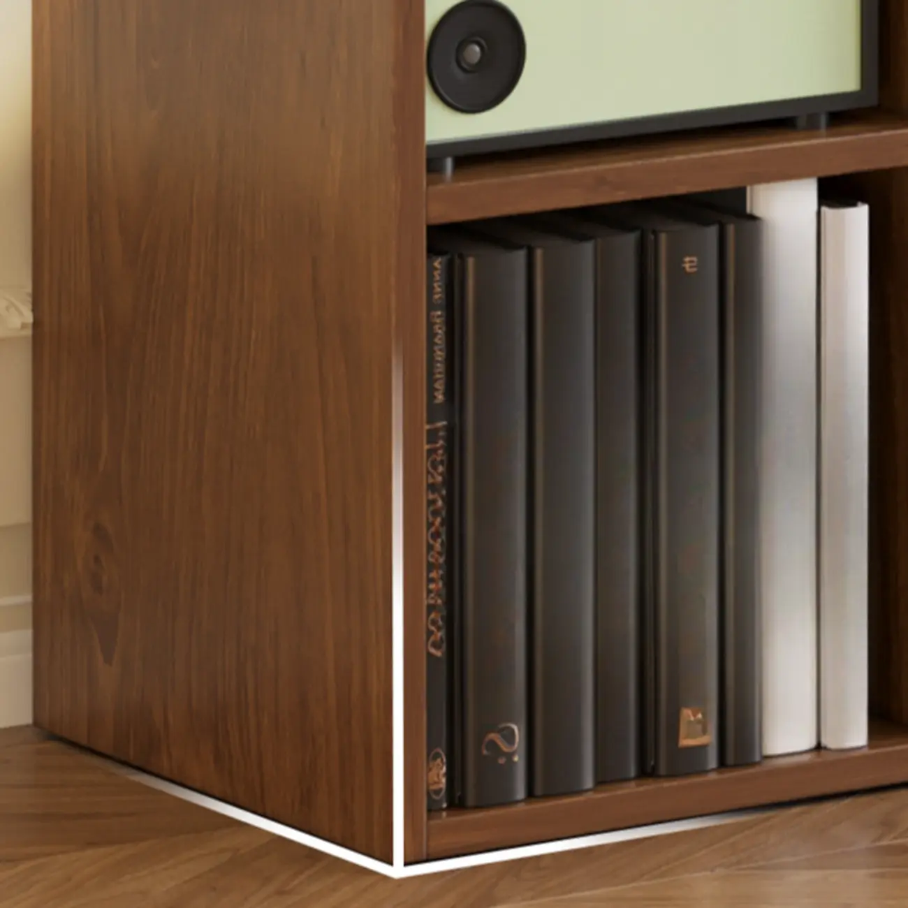 Classic Brown Cherry Wood Open Back Cube Bookcase Image - 8 | homeyfad