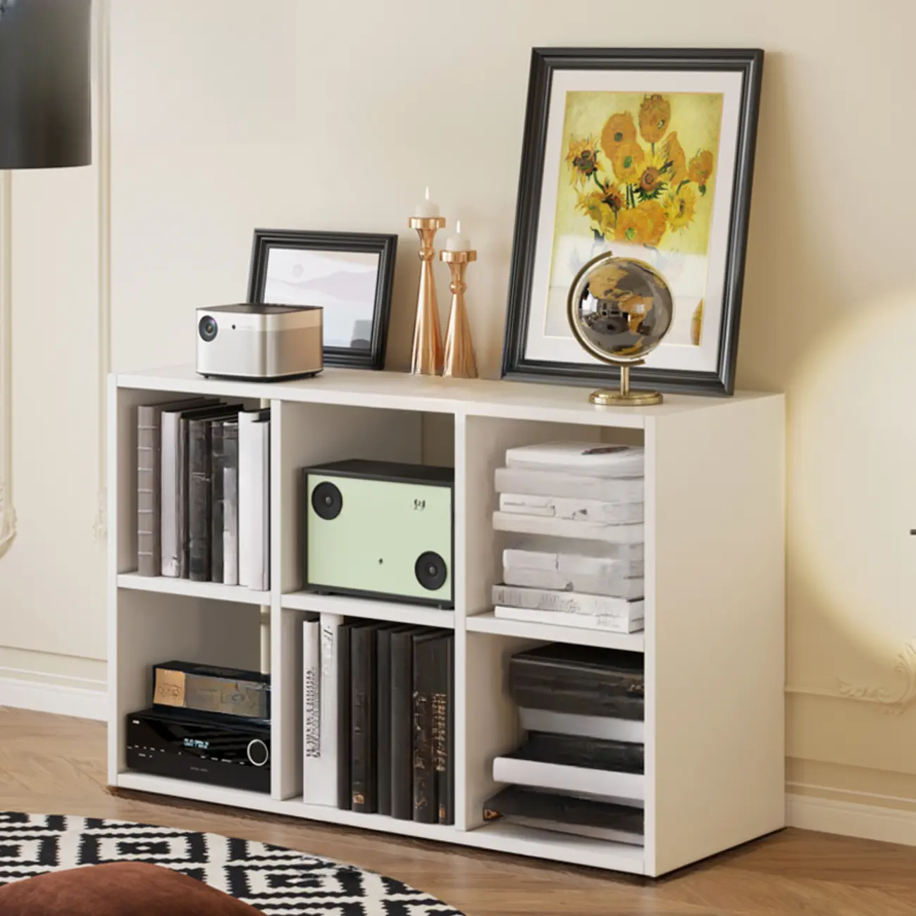 Classic Brown Cherry Wood Open Back Cube Bookcase Image - 11 | homeyfad