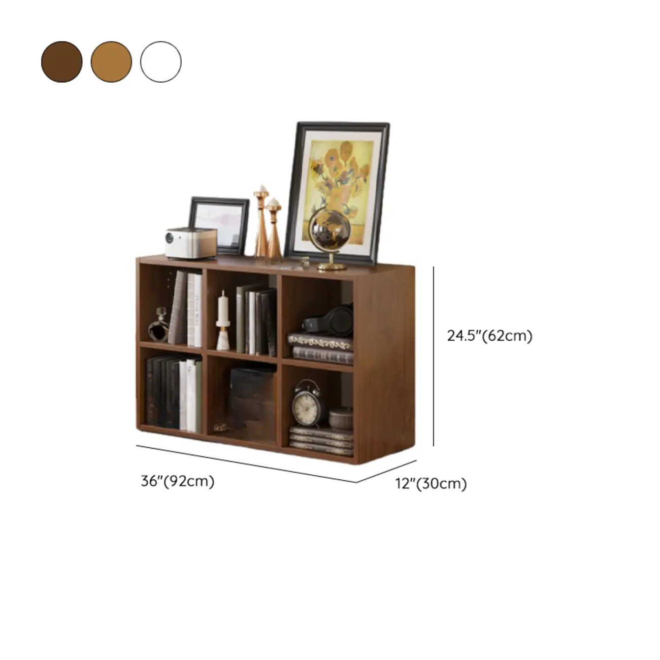 Classic Brown Cherry Wood Open Back Cube Bookcase Image - 15 | homeyfad