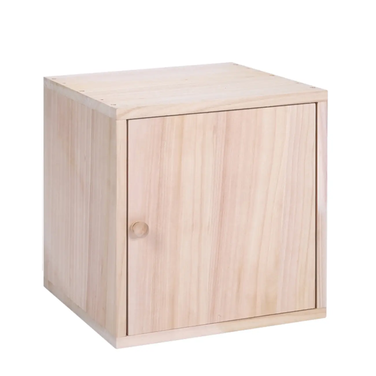 Narrow Modular Wooden Cube Bookcase with Doors Image - 2 | homeyfad