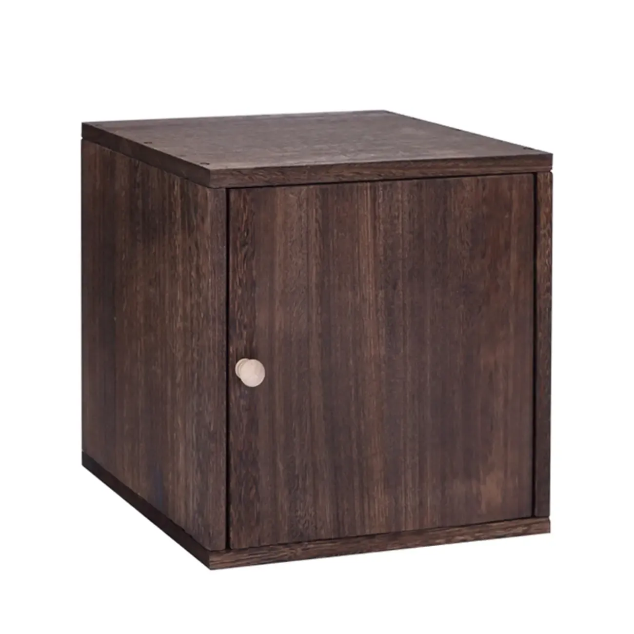 Narrow Modular Wooden Cube Bookcase with Doors Image - 3