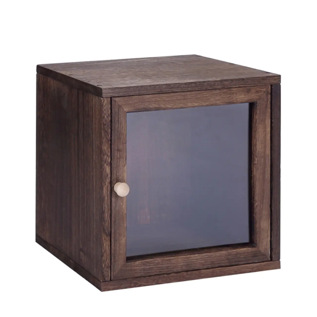 Narrow Modular Wooden Cube Bookcase with Doors Image - 5 | homeyfad