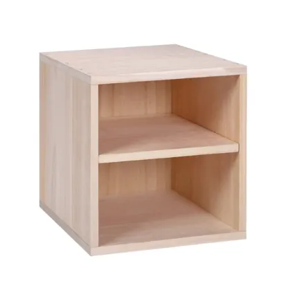 Narrow Modular Wooden Cube Bookcase with Doors Image - 7