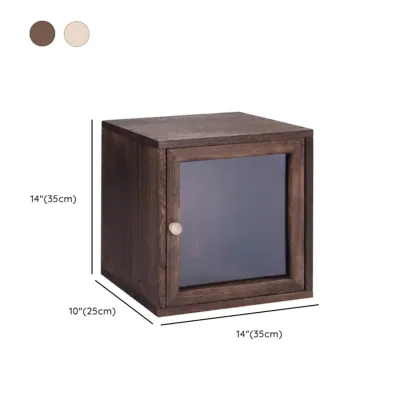 Narrow Modular Wooden Cube Bookcase with Doors Image - 16