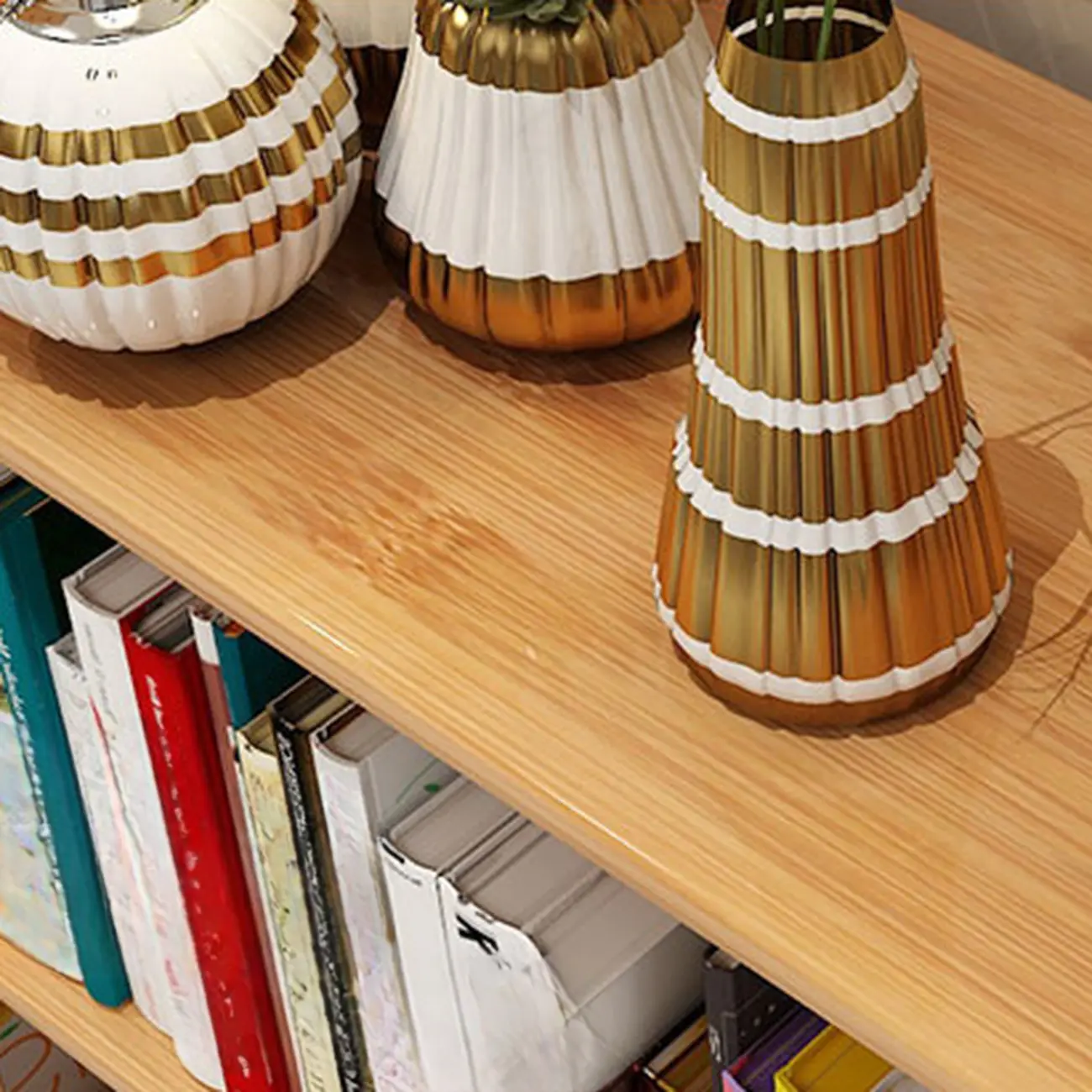 Elegant Nutural Bamboo Vertical Open Back Bookcase Image - 18 | homeyfad