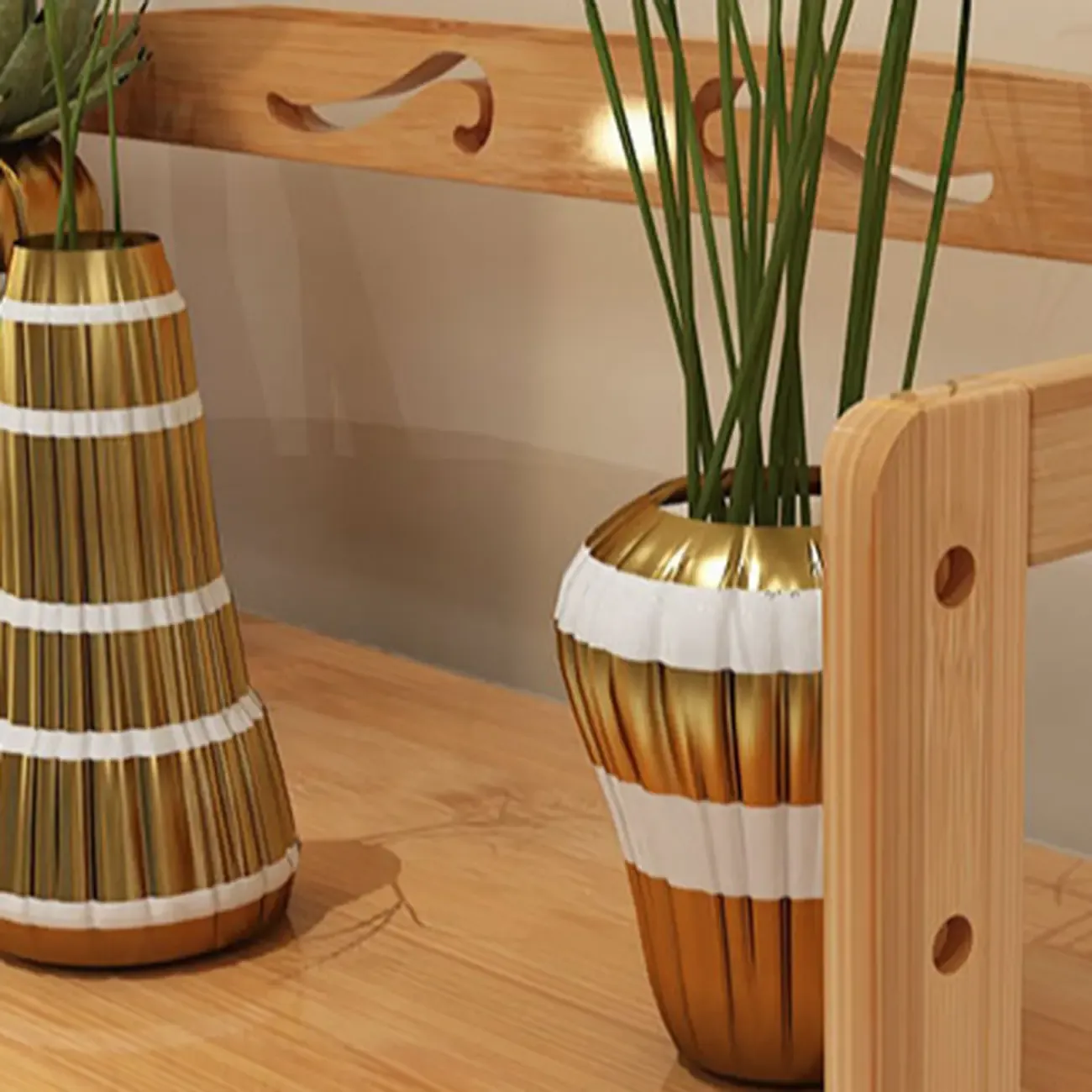 Elegant Nutural Bamboo Vertical Open Back Bookcase Image - 17