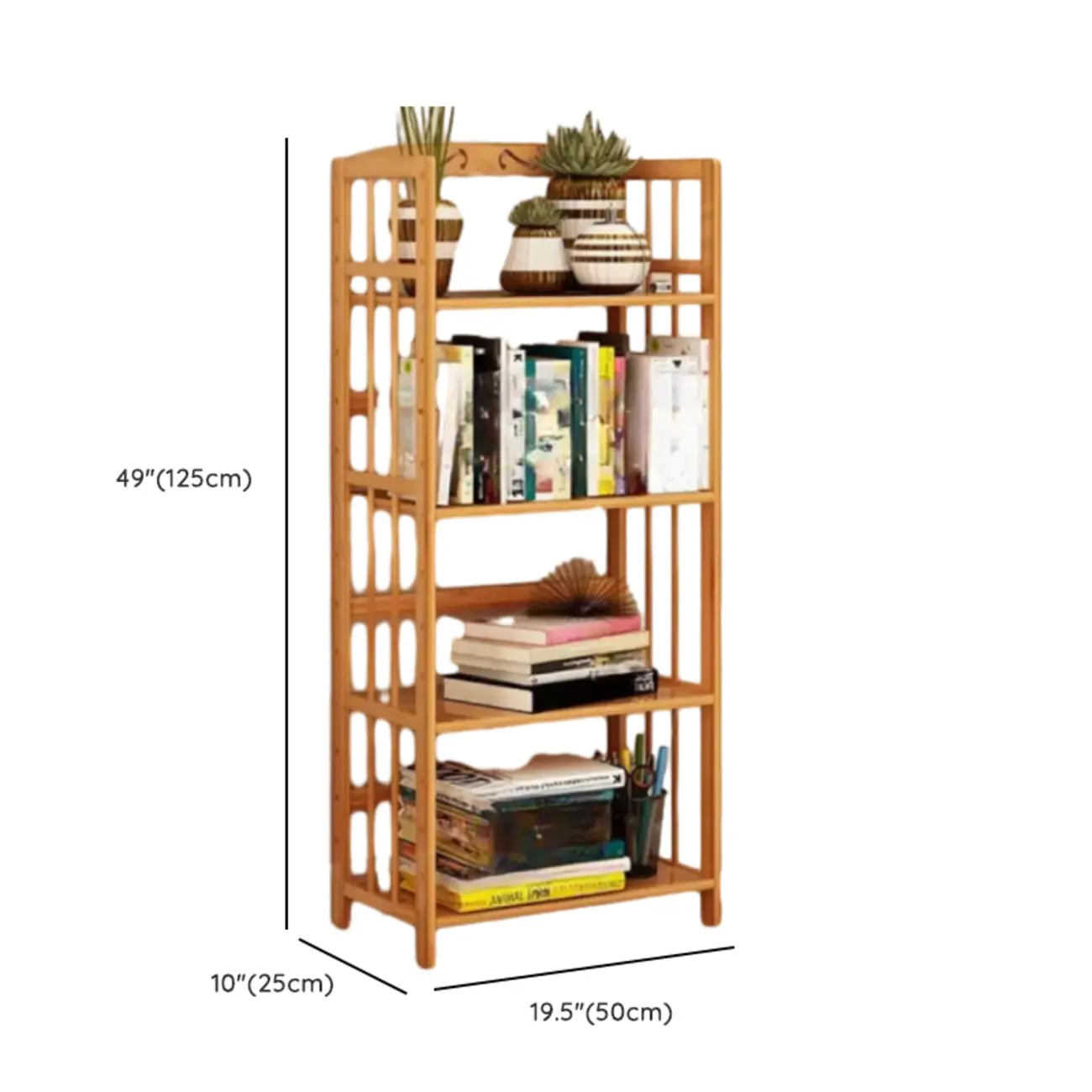 Elegant Nutural Bamboo Vertical Open Back Bookcase #size