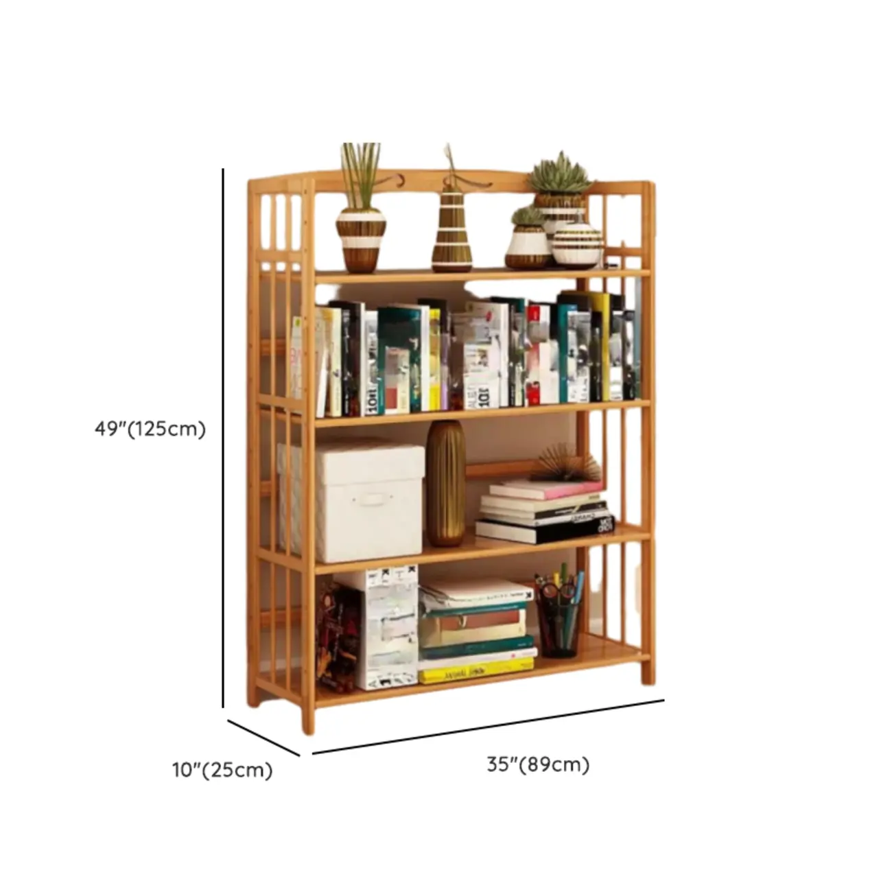 Elegant Nutural Bamboo Vertical Open Back Bookcase Image - 28 | homeyfad