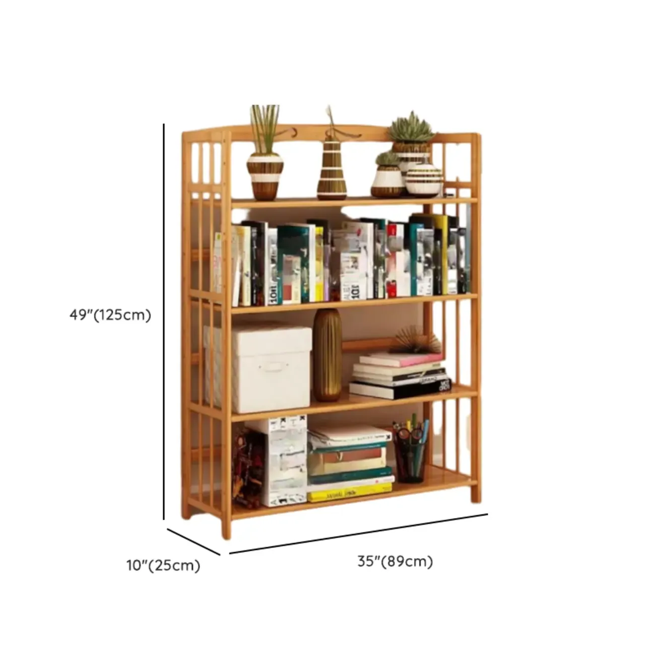 Elegant Nutural Bamboo Vertical Open Back Bookcase Image - 28