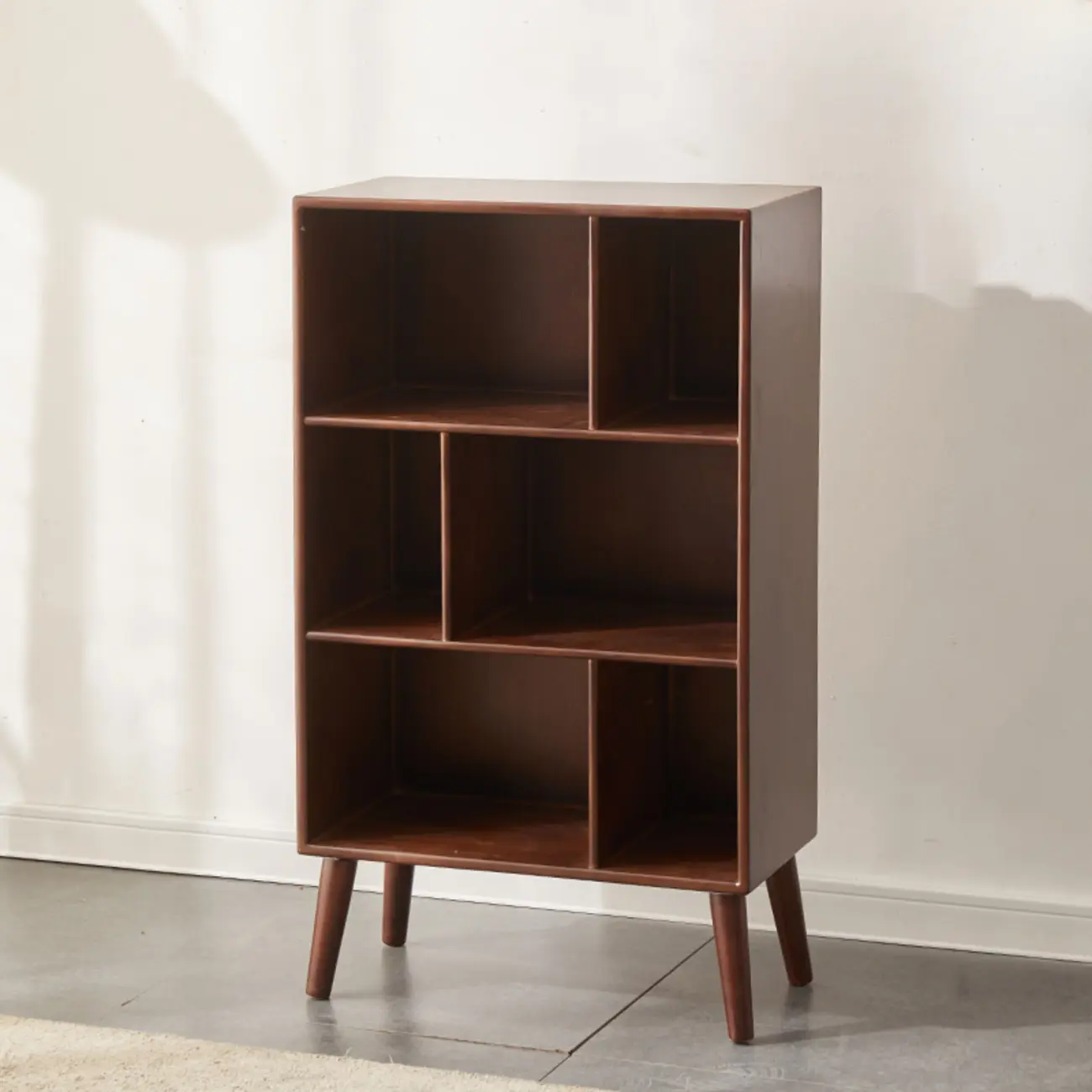 Modern Brown Wooden 4-Tier Vertical Bookcase Image - 3 | homeyfad