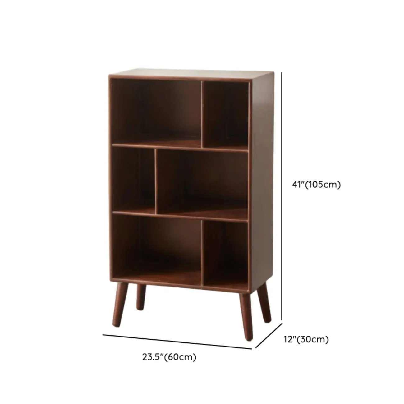 Modern Brown Wooden 4-Tier Vertical Bookcase #size | homeyfad