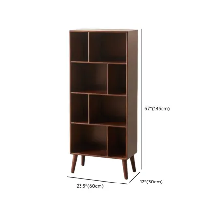 Modern Brown Wooden 4-Tier Vertical Bookcase Image - 10