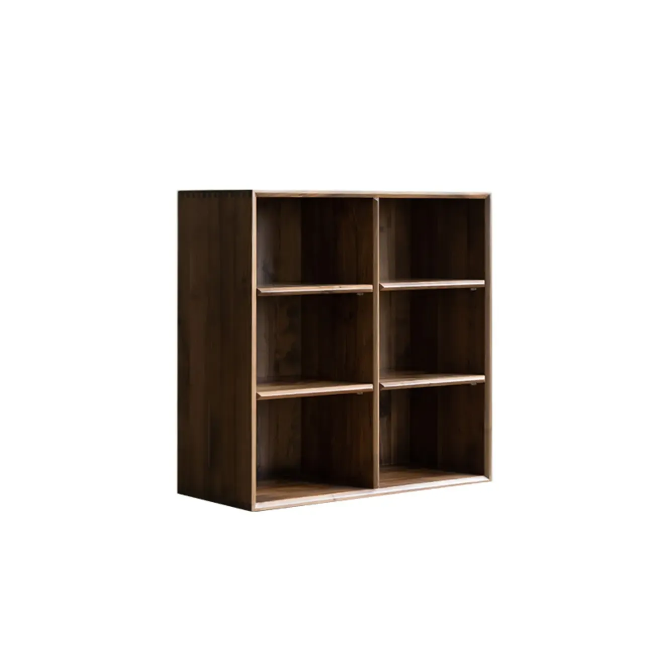 Wood Brown Cube Storage Bookcase with Drawers Image - 2
